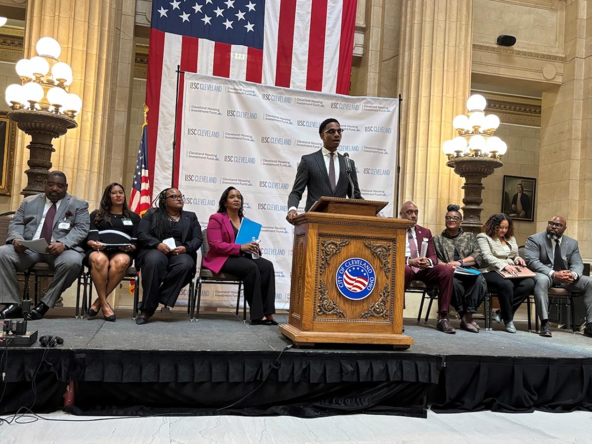 Cleveland Mayor Justin M. Bibb and City Council representatives shown.