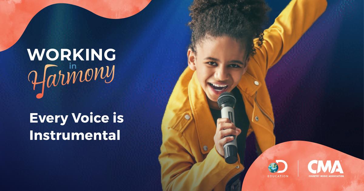 The Country Music Association and Discovery Education have announced a new partnership designed to empower students to explore STEAM (Science, Technology, Engineering, Arts and Math) careers within the Country Music industry. "Working in Harmony Every Voice is Instrumental"