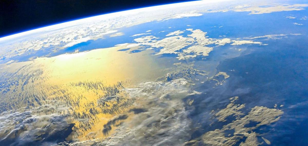Aerial view of the Earth from outer space.