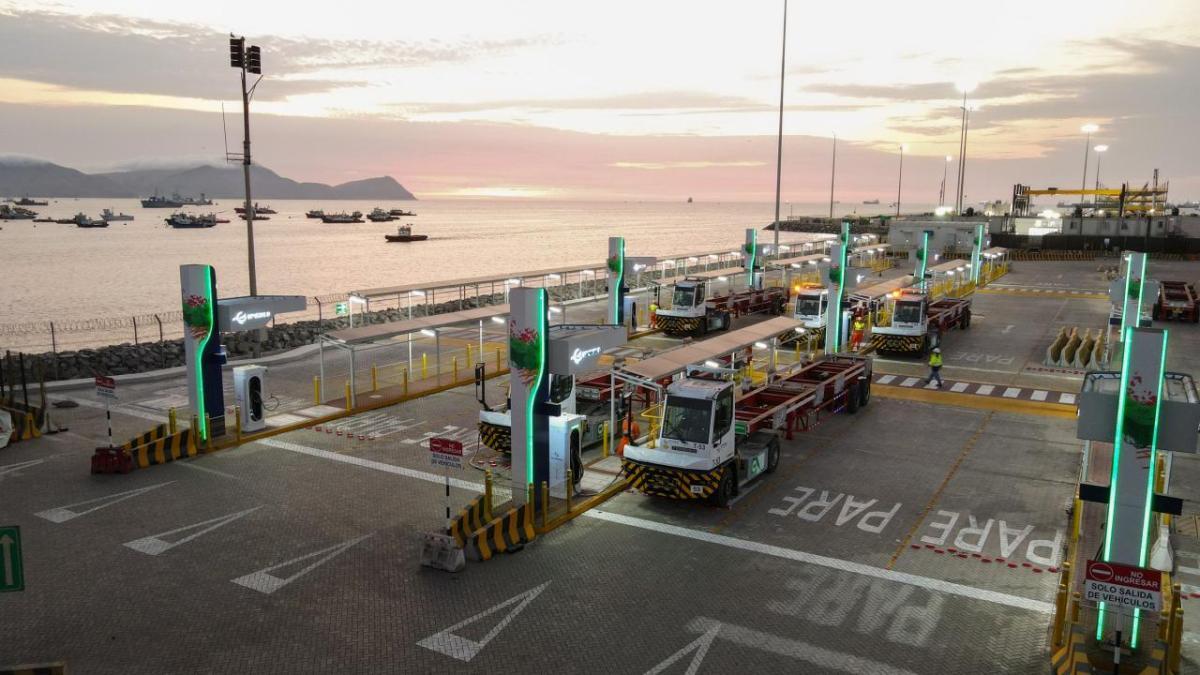 Electrified truck fleet at DP World's Callao terminal in Peru