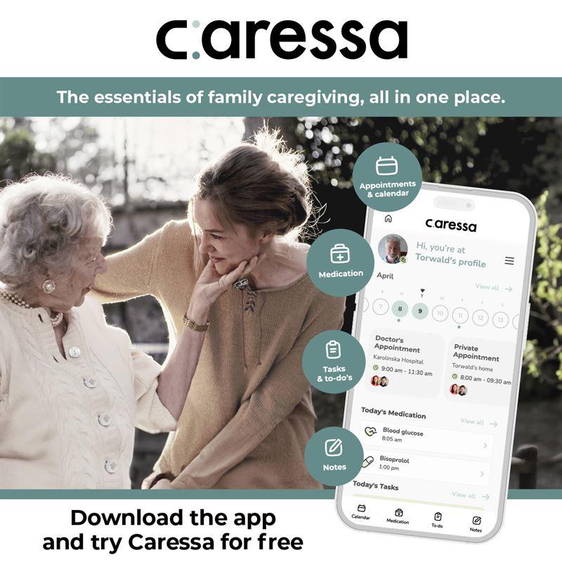 Caressa app: The essentials of family caregiving all in one place.