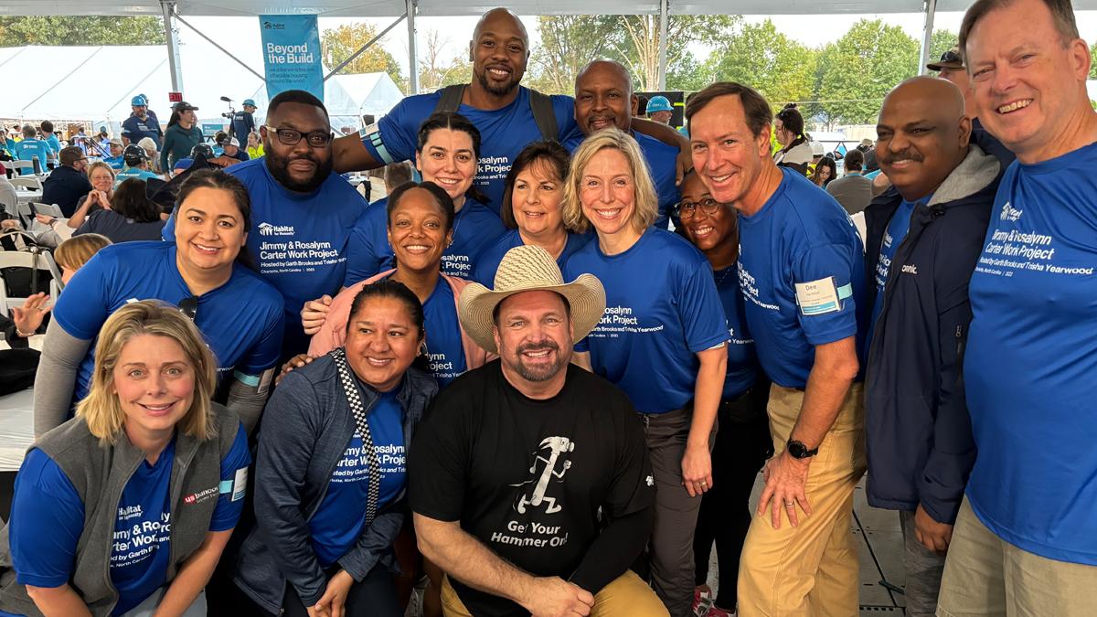 Garth Brooks volunteered throughout the week at the Habitat build site.