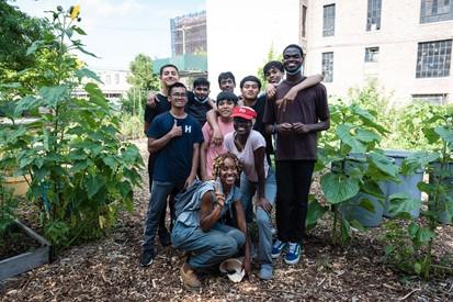 Group of people in a community garden