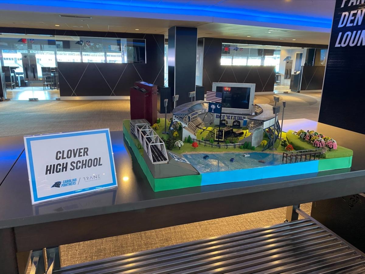 The model stadium from Clover High School that won the Trane Technologies Stadium of the Future STEM Challenge