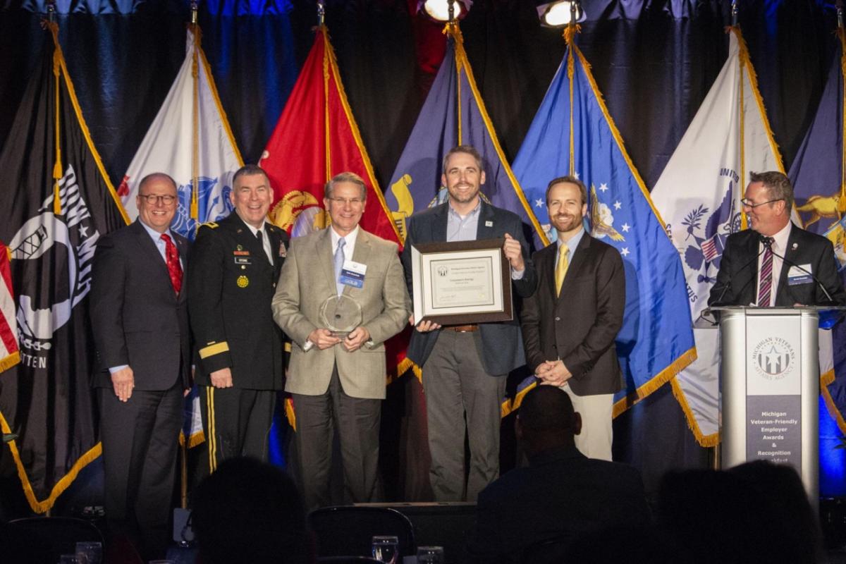 Consumers Energy, a Gold-Level Employer participating in the Michigan Veterans Affairs Agency Veteran-Friendly Employer Program, received the Rising Star Award for its innovative approaches to recruiting, hiring and implementing training for veterans. Photo courtesy of the Michigan Veterans Affairs Agency