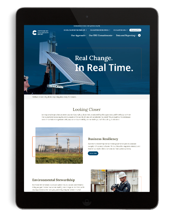 tablet showing Crestwood's ESG landing page