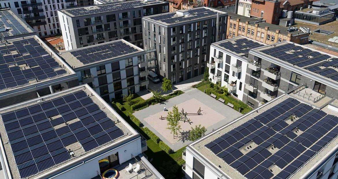 The effort to create a carbon neutral neighborhood in the city of Esslingen, Germany, includes over 450 apartments, office buildings and commercial space.