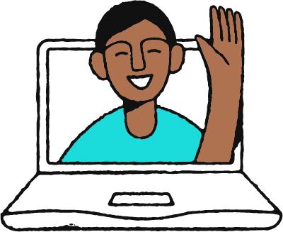 Illustration of a person of color waving.