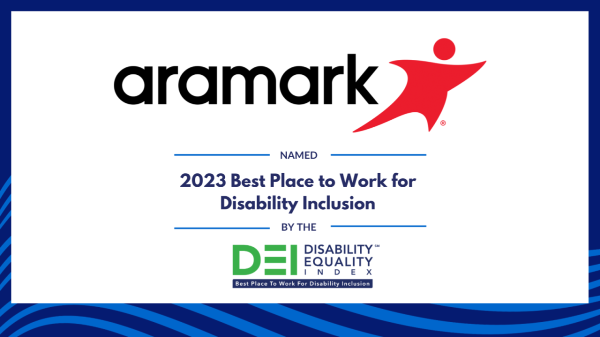 Disability Equality Index award logo with Aramark logo on top