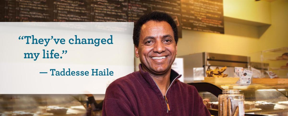 Taddesse Haile, owner of Oasis Cafe, received two loans from Working Solutions to open and expand his restaurant.