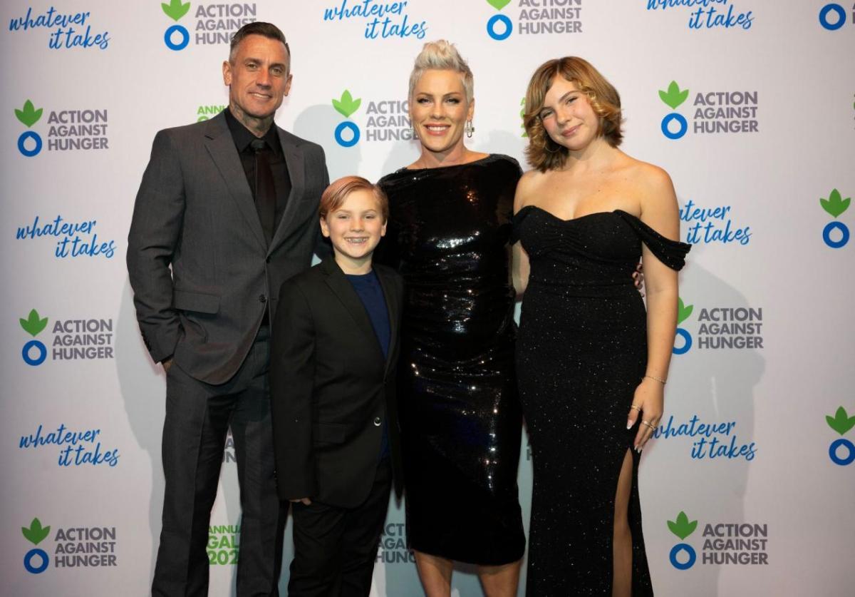 Alecia Moore (P!nk) and her family at Action Against Hunger's 2025 Gala. 