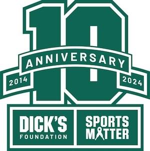 DICK'S Foundation Sports Matter 10 Year anniversary logo.