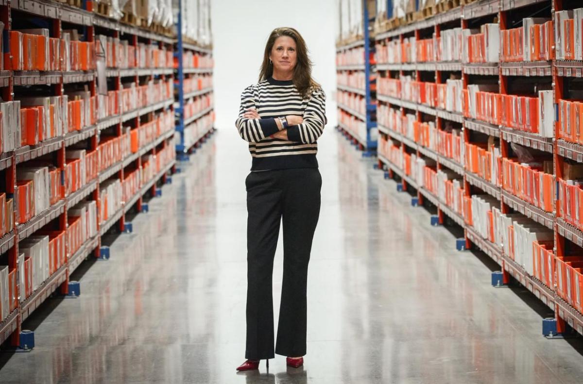 Jen Lotito, Direct Relief's Chief External Affairs Officer, pictured in the organization's Santa Barbara, California, warehouse on October 27, 2025. (Lara Cooper/Direct Relief) Jen Lotito, Direct Relief's Chief External Affairs Officer, pictured in the organization's Santa Barbara, California, warehouse on October 27, 2025. (Lara Cooper/Direct Relief)