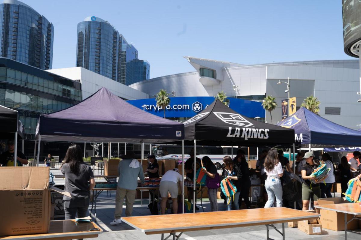 AEG, LA Galaxy and LA Kings hosted a school supplies drive at L.A. LIVE.