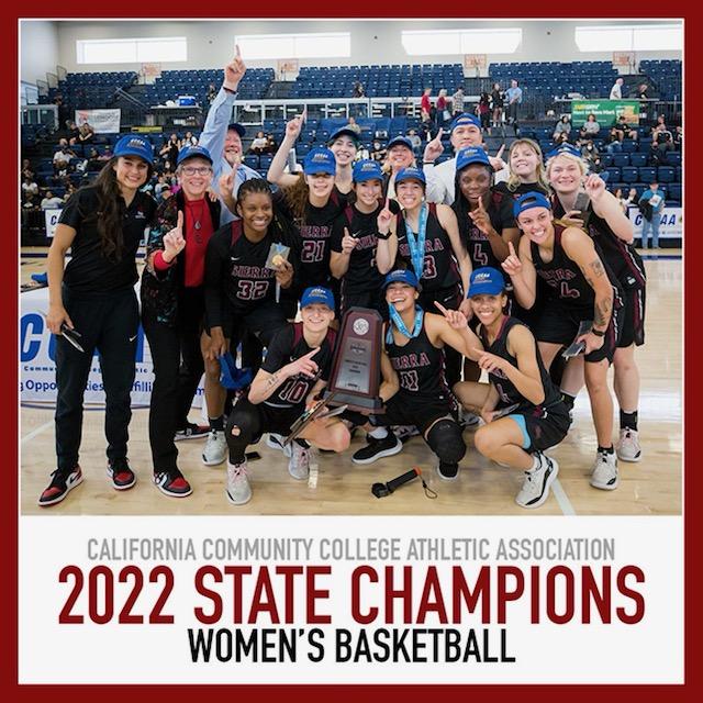 Photo of California Community College Athletic Association 2022 State Champions Women's Basketball team.