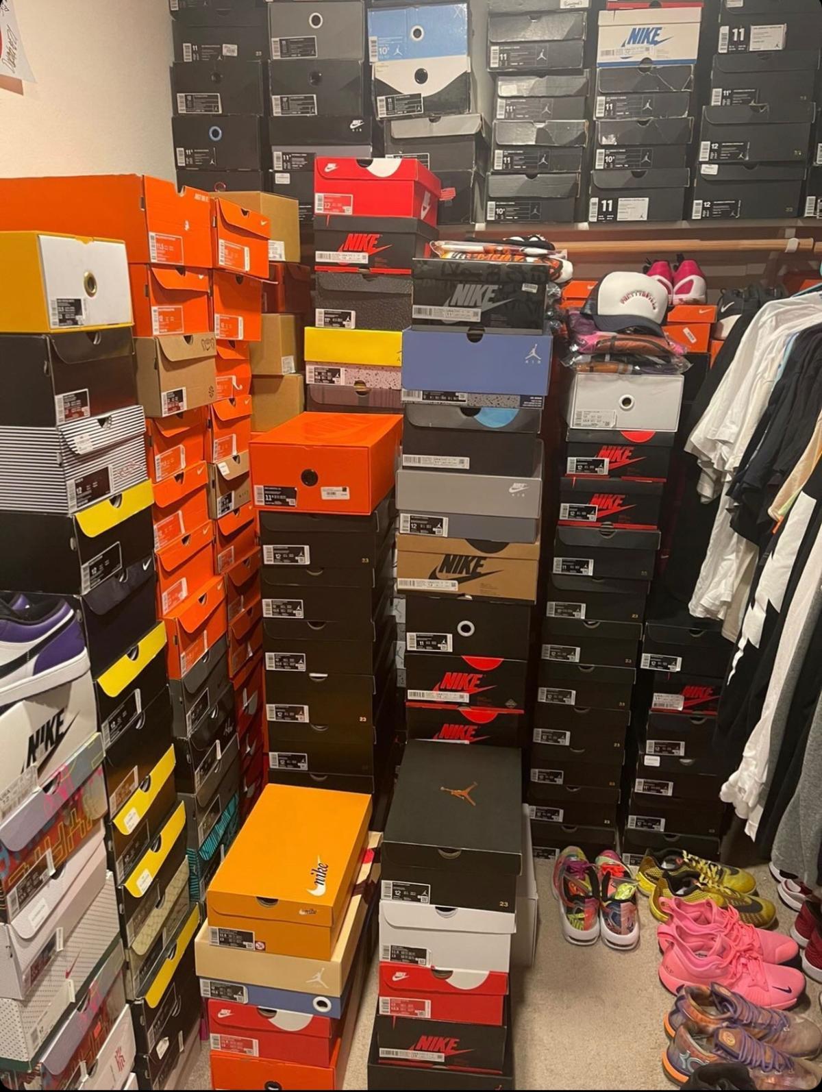 Tom's collection of over 500 pairs of sneakers. 