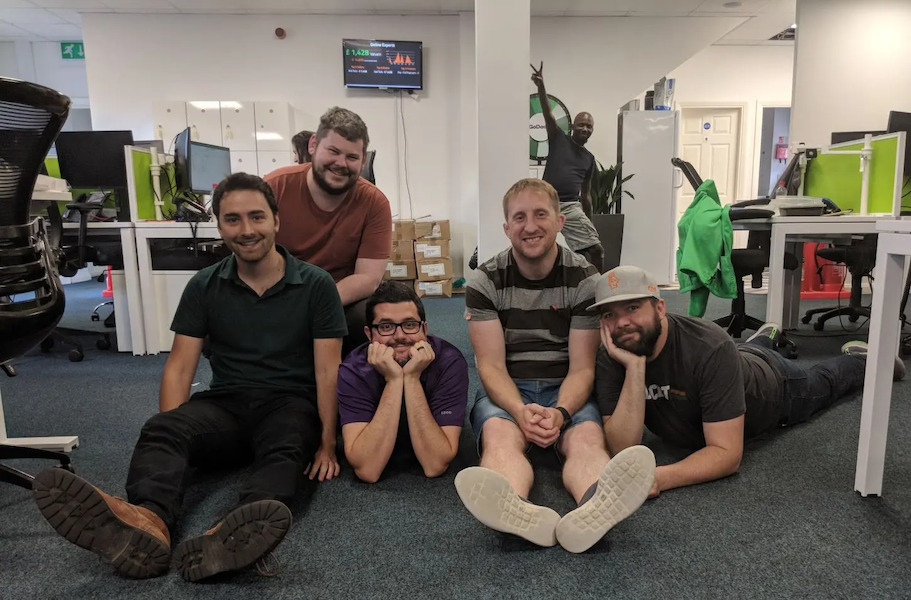 Daniel relaxing with coworkers.