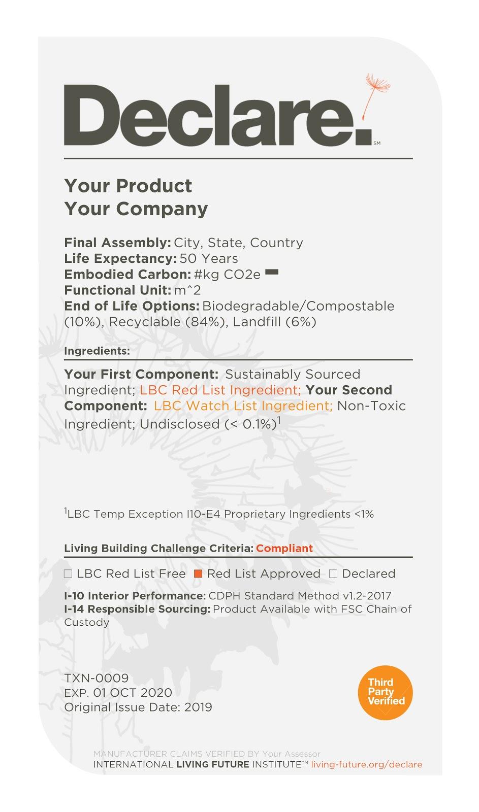 Manufacturers now have the option of reporting product embodied carbon alongside ingredient disclosure on Declare labels.