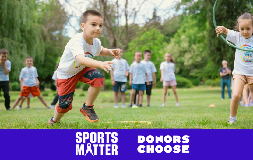 Sports Matter, Donors Choose: Children playing on a field.