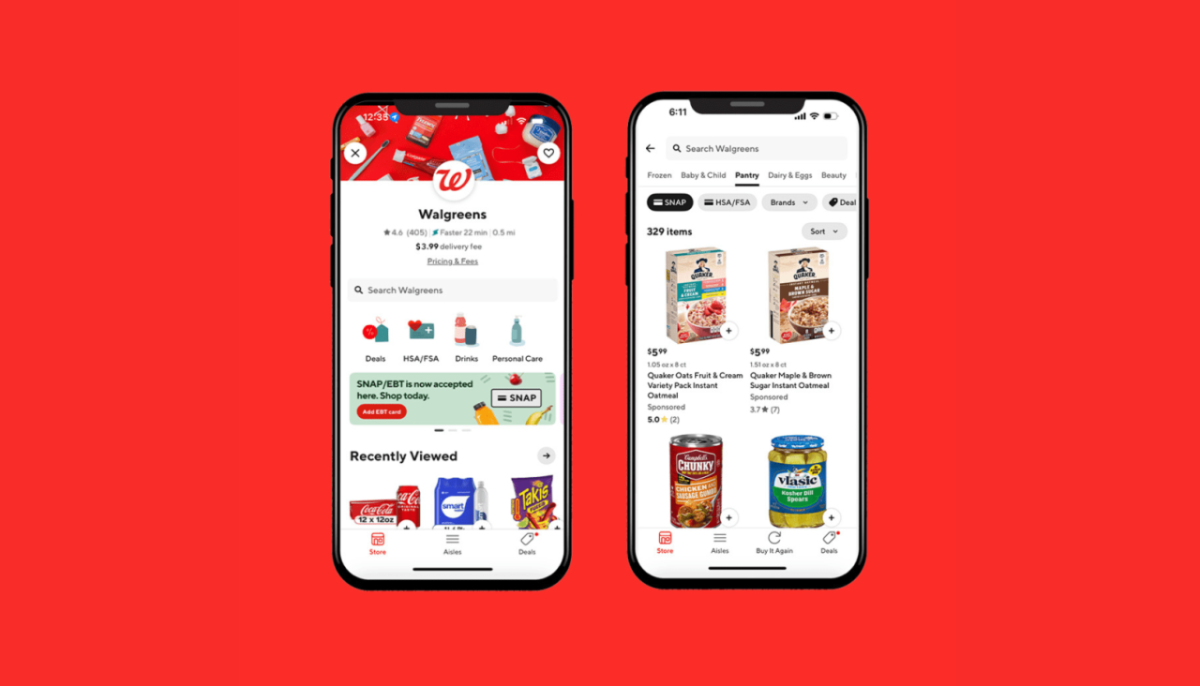 A mobile phone screen displaying Walgreens DoorDash