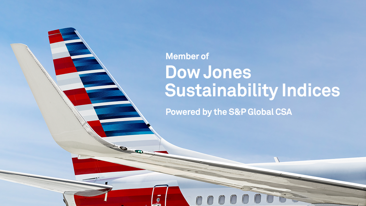 The back wing of an airplane "Member of Dow Jones Sustainability Indices"