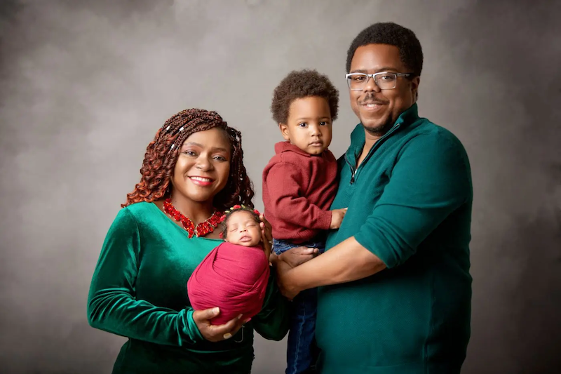 Dwayne, his wife and two children.