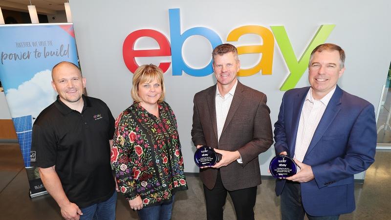 Adam Englebright, Technical Services Manager at Salt Lake City Data Center; Wendy Jones, SVP Global Operations; Chad Teply, Rocky Mountain Power Senior Vice President for Business Policy and Development; and Andy Lisk, Head NA Global Customer Experience