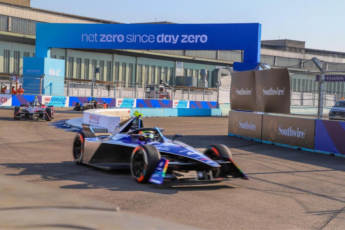 A race car on a tight track.
