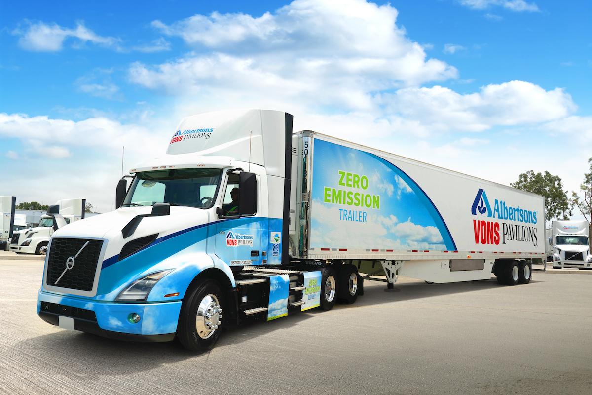 Albertsons Companies battery electric truck and zero emissions refrigerated trailer. 