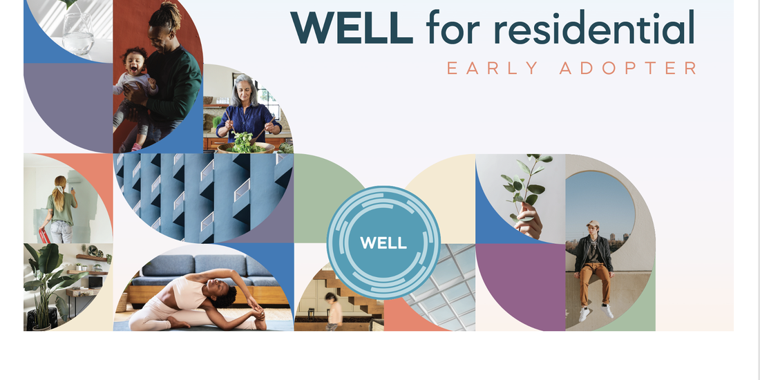 Collage of photos with the text "WELL for residential early adopter"