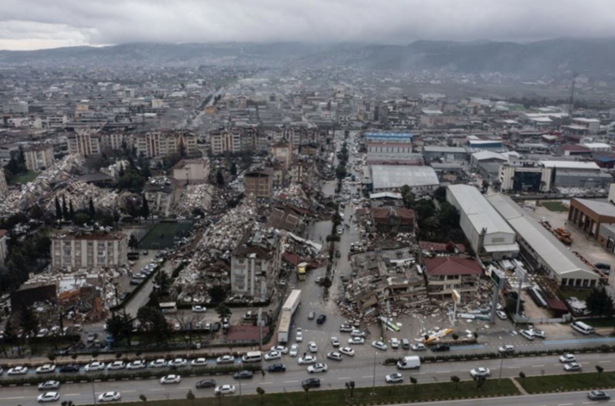 birds eye view of Casa, Turkey after the earthquake 
