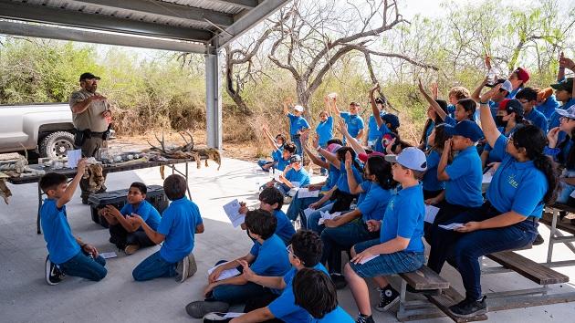 Students participating in outdoor learning 