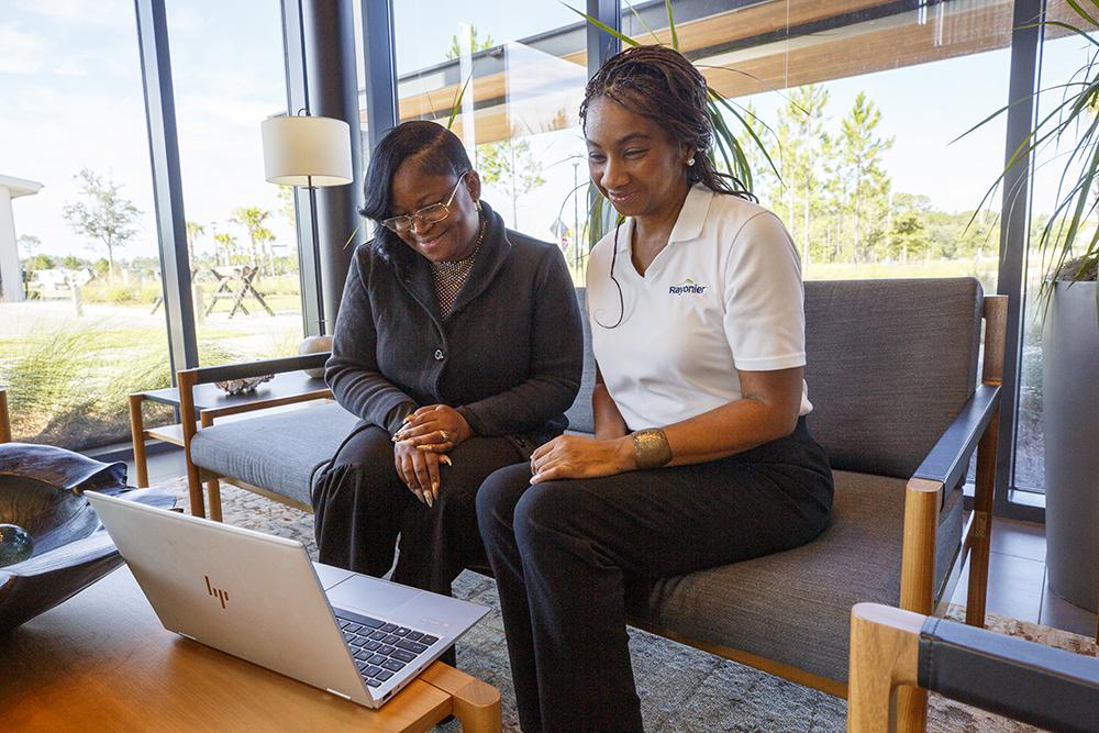 Ebony sat down on a couch with coworker Pleshette Williams, an administrative assistant at Rayonier’s Headquarters.