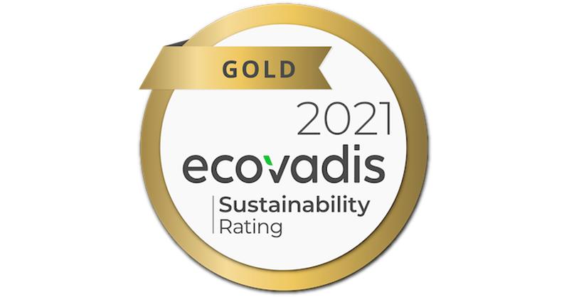 Ecovadis 2021 Gold Sustainability Rating award logo