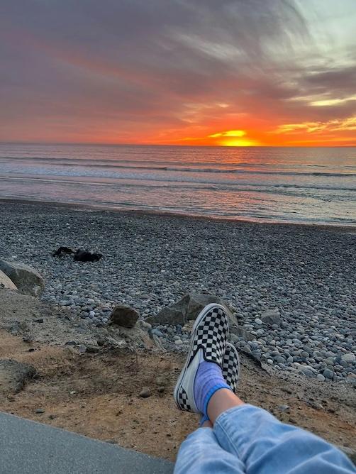 Emily Vaughn watching a beautiful sunset.