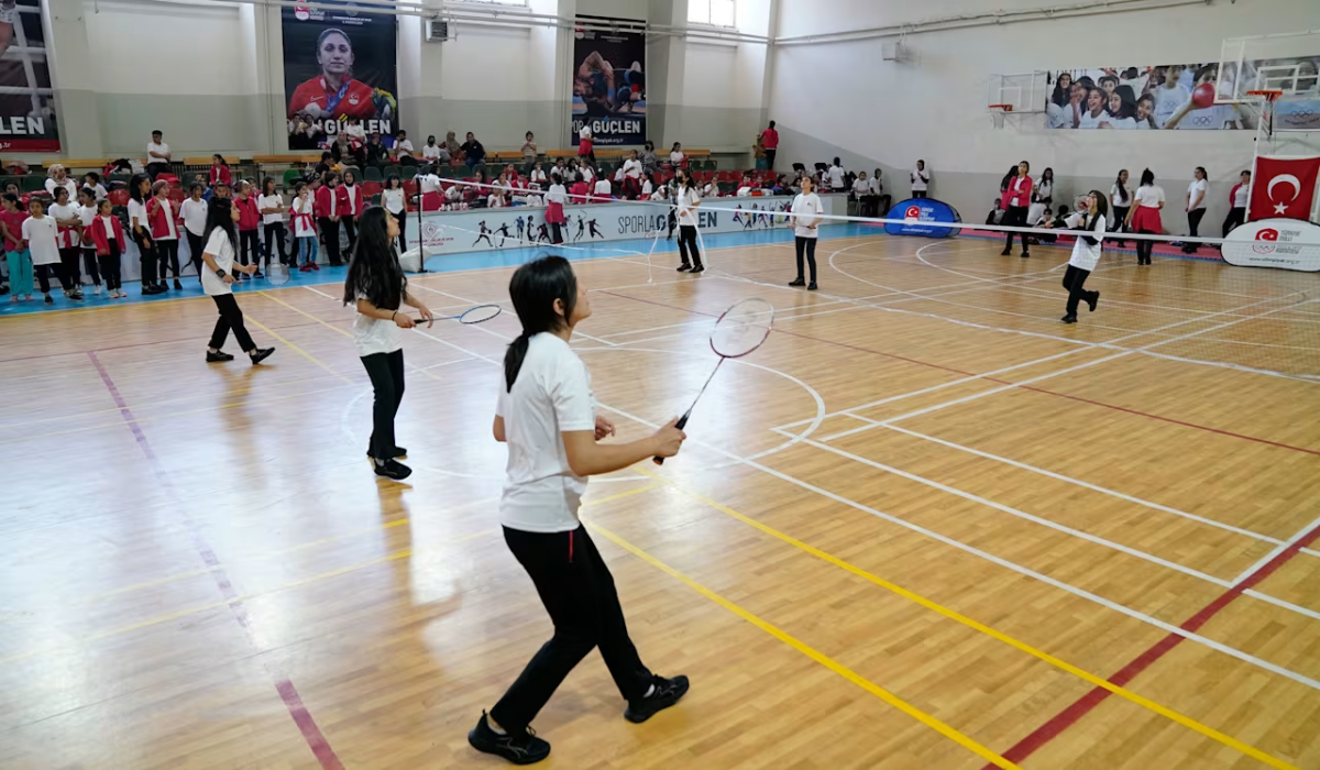 Students playing Badminton 