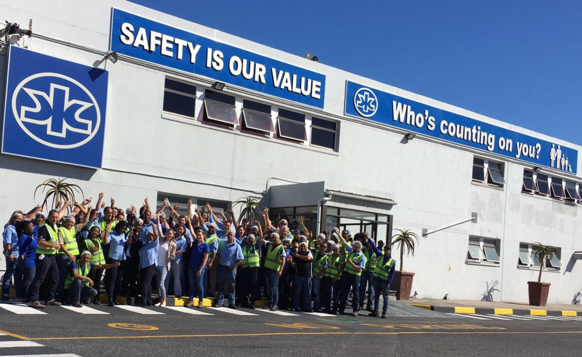 A large group of people stood outside the Epping manufacturing facility 