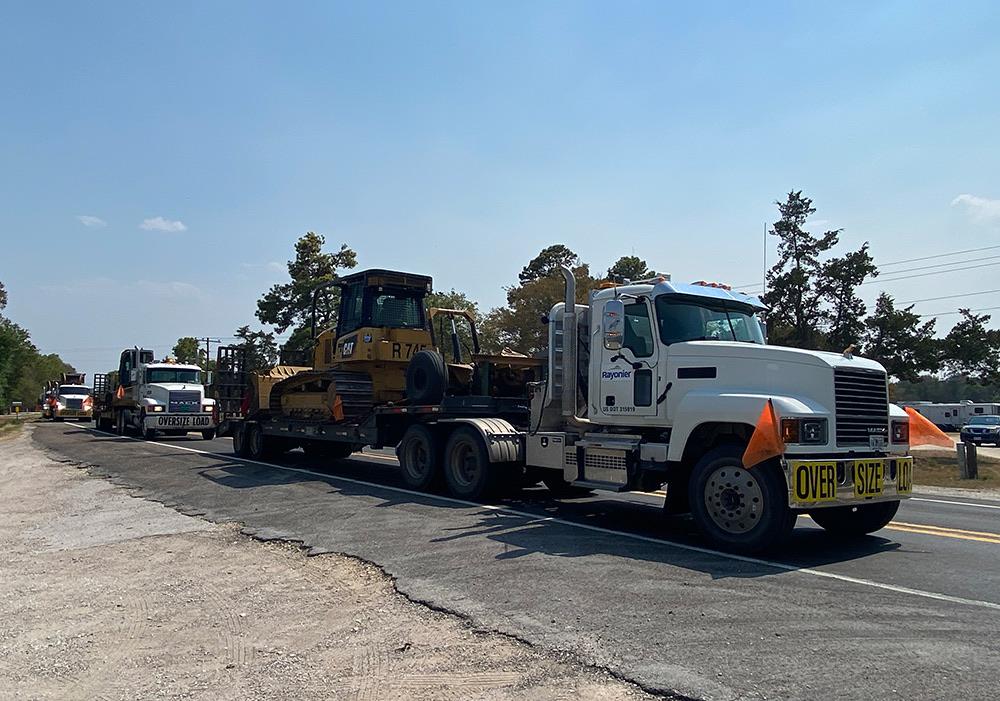 Rayonier’s firefighting being transported 