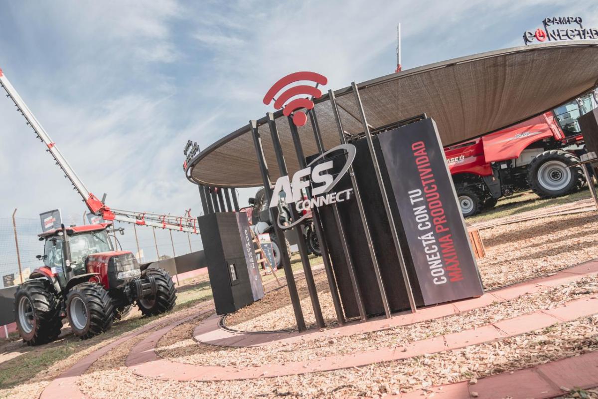 Construction and farming vehicles on display.