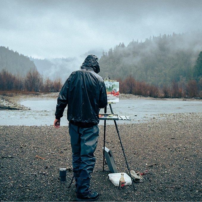 painter in the woods