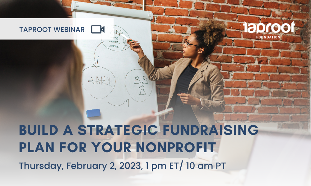 person writing on dry erase board with text overlay promoting Feb 2 webinar for nonprofits