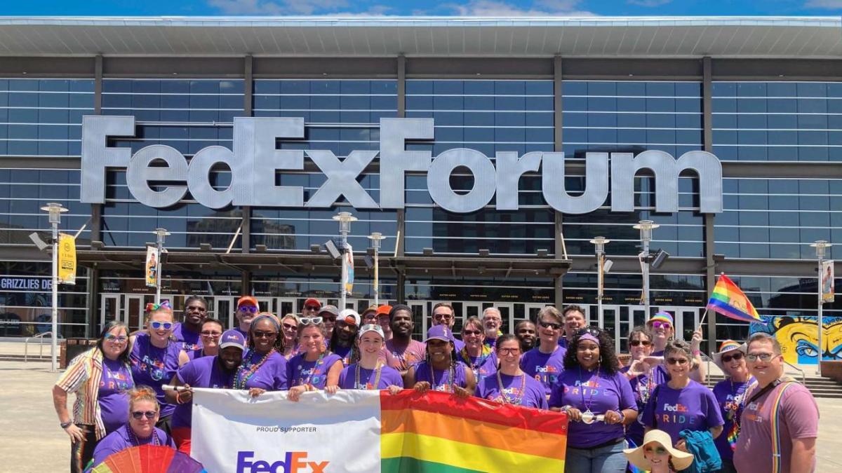 FedEx team members at Fedex Forum following Parade