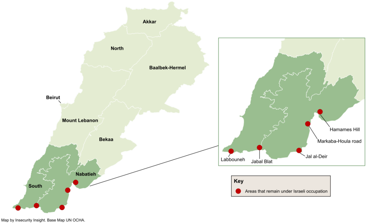 Areas that remain under Israeli occupation. 