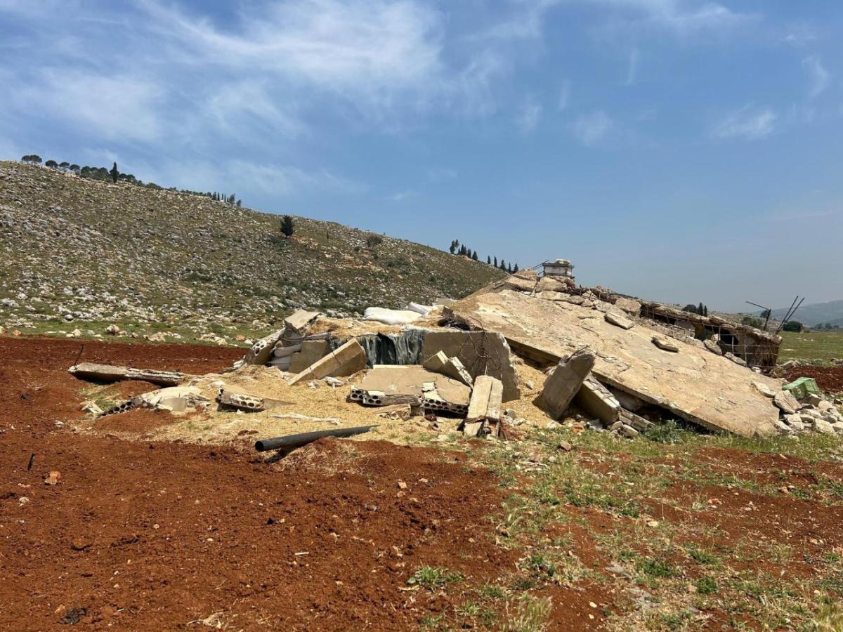 Destroyed farming infrastructure in Lebanon. 