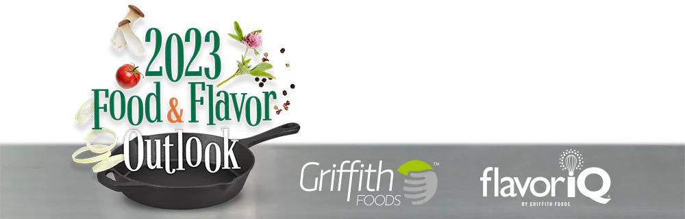 "2023 food & flavor outlook" and griffith foods and flavorIQ logos.