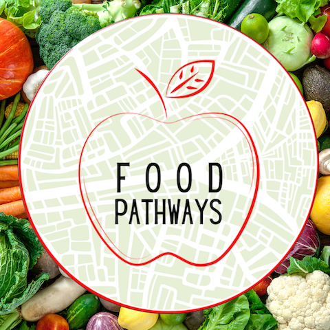 Food Pathways logo shown on top of fresh vegetables.