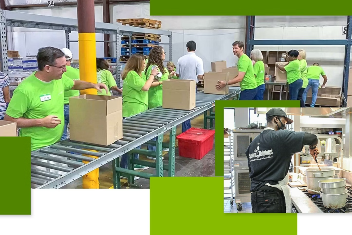 volunteers at a food bank