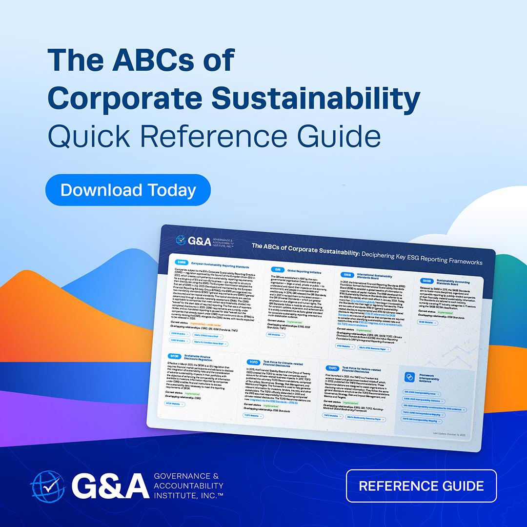 G&A's ABCs of Corporate Sustainability Quick Reference Guide G&A's ABCs of Corporate Sustainability Quick Reference Guide