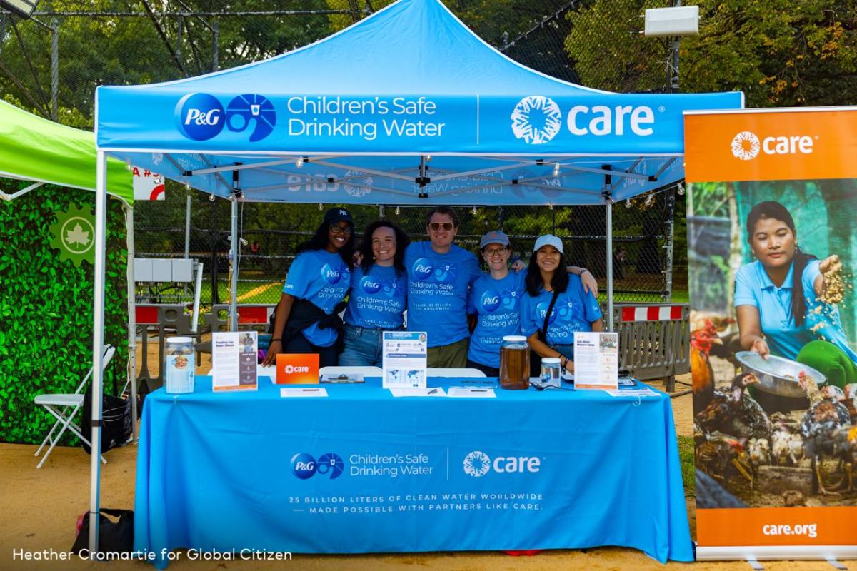 CARE staff at Global Citizen pop-up tent