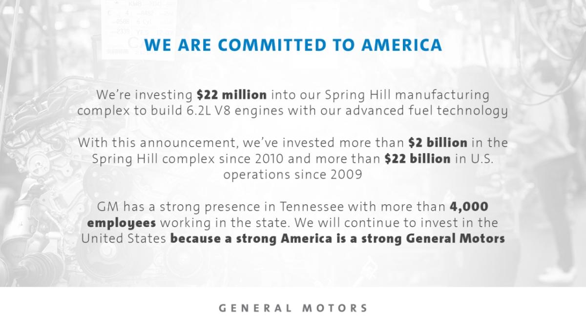 GM to Invest $22 Million in Spring Hill Plant for Advanced Engine Technology